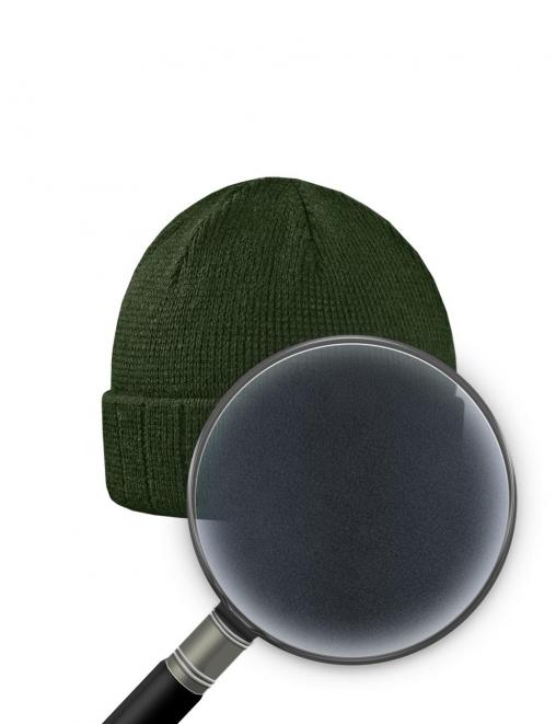 Шапка детская вязаная 3-х нитка с отворотом RS цв.Олива/подклад Флис