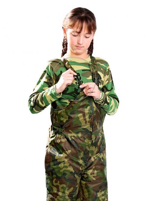 Полукомбинезон детский утеплённый цв.Зеленый КМФ