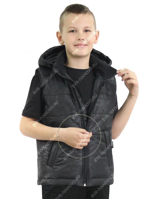 Жилет детский утеплённый СТАЛКЕР тк.Дюспа цв.Черный КМФ