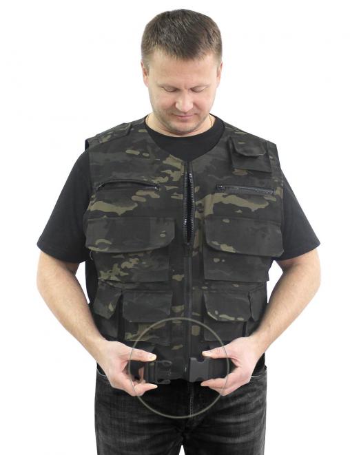 Жилет ОХОТА тк .Рип-стоп цв.Мультикам чёрный