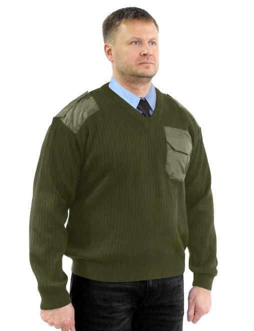 Свитер мужской V-вырез цв.Олива