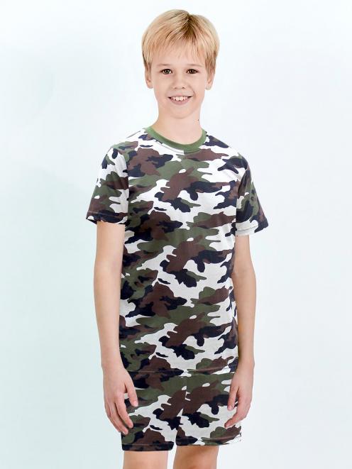 Комплект детский ЗАРНИЦА ЛЕТО с шортами RS цв.Бело-зелёный КМФ 3978