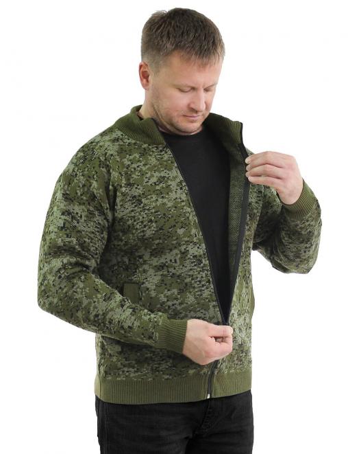 Джемпер мужской на молнии цв.Цифра зеленая