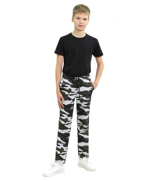 Брюки спортивные детские ЭКСТРИМ RS тк.Футер цв.Бело-зелёный КМФ 3806