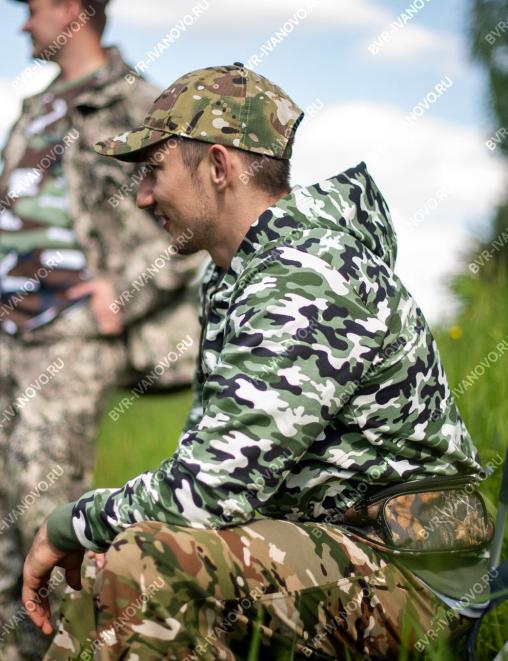 Толстовка на молнии БАСТИОН RS тк.Футер петельный цв.Бело-зелёный КМФ 4465