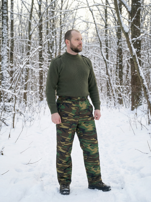 Брюки утеплённые ВИХРЬ тк.Смесовая цв.Зеленый КМФ