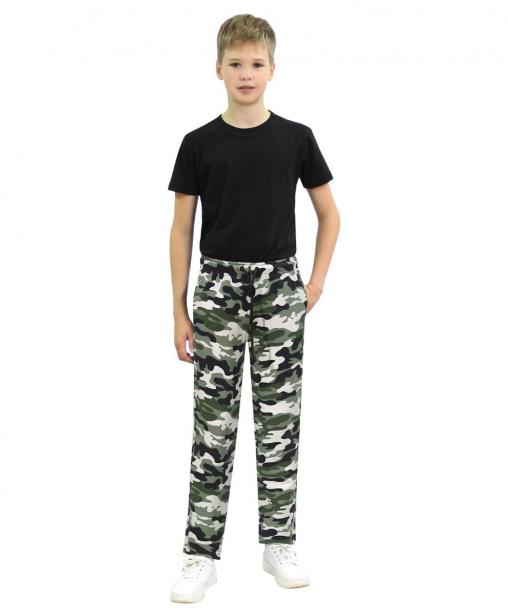 Брюки спортивные детские ЭКСТРИМ RS тк.Футер цв.Бело-зелёный КМФ 4465