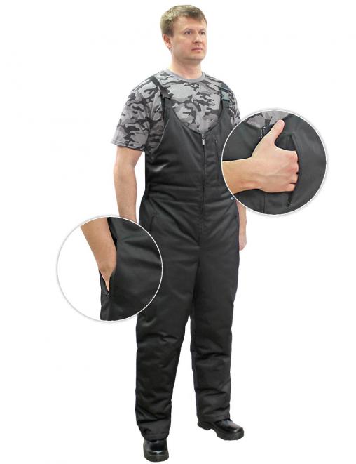 Полукомбинезон утеплённый тк.Смесовая цв.Чёрный 