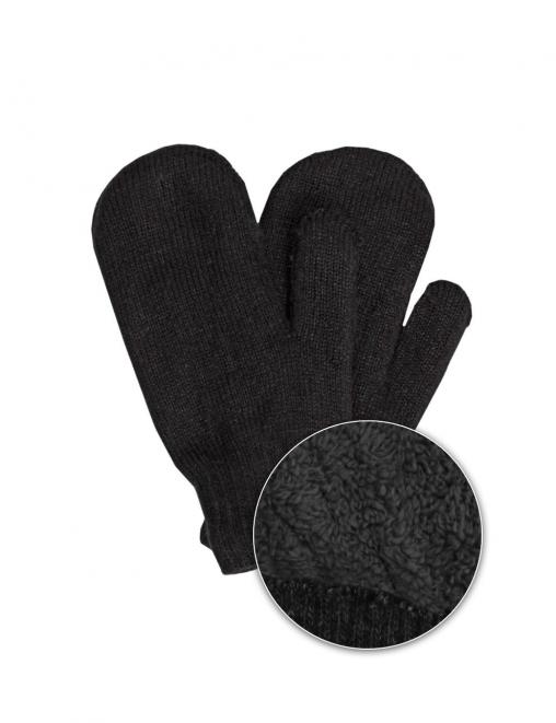 Варежки вязаные RS цв.Черный на меху пр-во  Китай