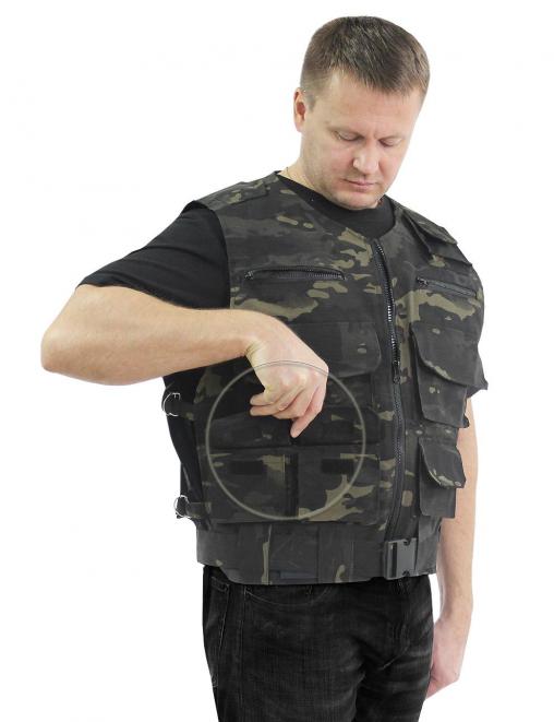 Жилет ОХОТА тк .Рип-стоп цв.Мультикам чёрный