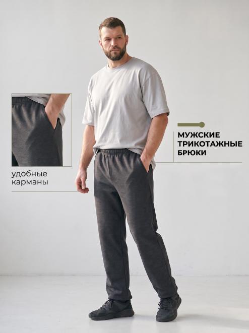 Брюки спортивные ЭКО мужские RS тк.Футер 2-х нитка с начёсом цв.Серый арт.013