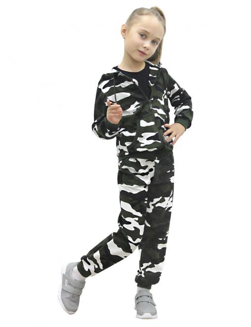 Костюм детский БВР СПОРТ RS тк.Футер цв.Бело-зелёный КМФ 3806