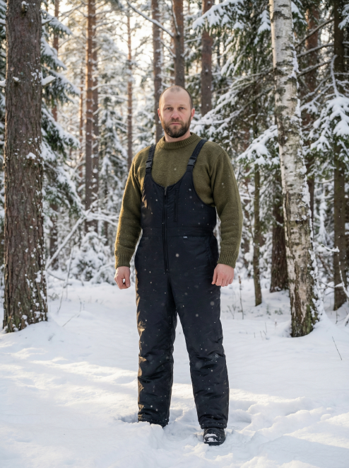 Полукомбинезон утеплённый тк.Оксфорд цв.Чёрный