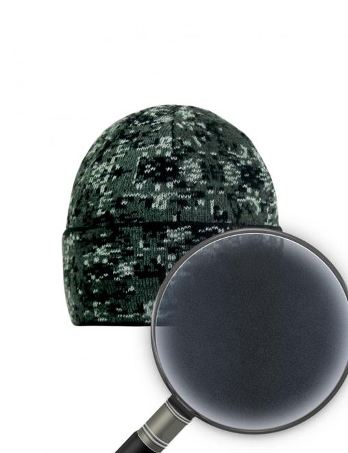 Шапка вязаная 2-х нитка с отворотом цв.Цифра зелёная ут.Флис 