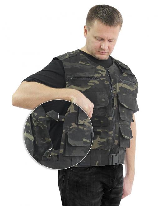 Жилет ОХОТА тк .Рип-стоп цв.Мультикам чёрный