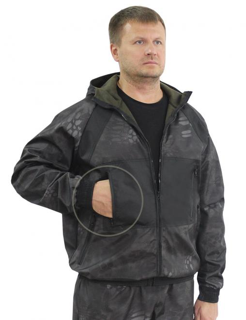 Костюм БЕРКУТ-DEMI RS тк.Polarfleece цв.Питон чёрный