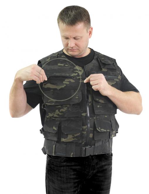 Жилет ОХОТА тк .Рип-стоп цв.Мультикам чёрный