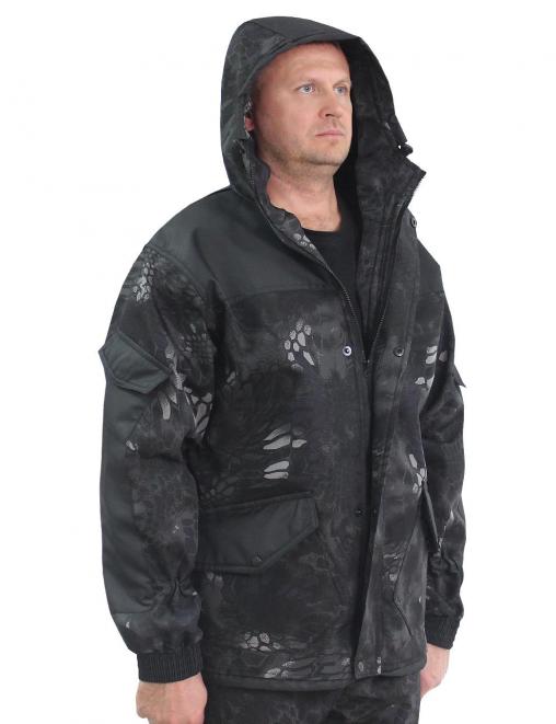 Костюм ГОРКА-ДЕМИ RS тк.Polarfleece рип-стоп цв.Питон чёрный