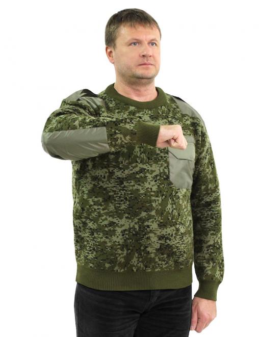 Свитер мужской цв.Цифра зеленая с нашивками