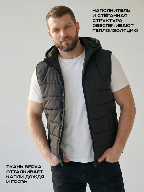 Жилет утепленный СТАЛКЕР тк.Дюспа цв.Чёрный