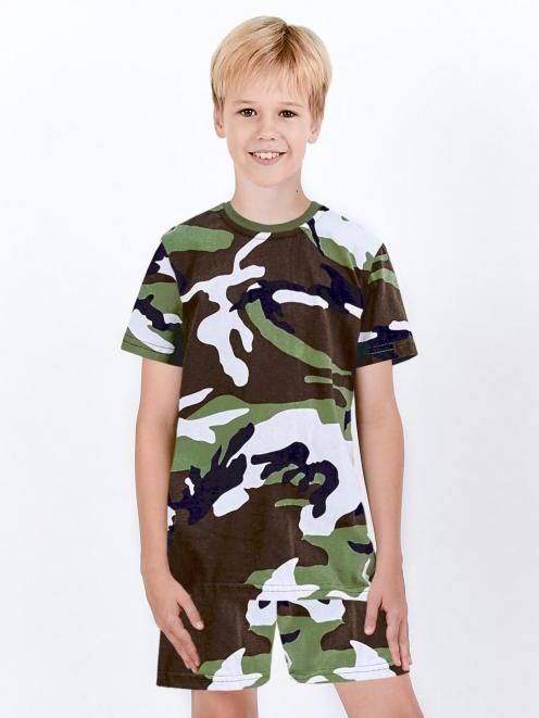 Комплект детский ЗАРНИЦА ЛЕТО с шортами цв.Бело-зелёный КМФ 3746