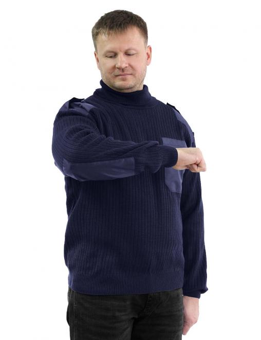 Свитер мужской с горловиной цв.Синий