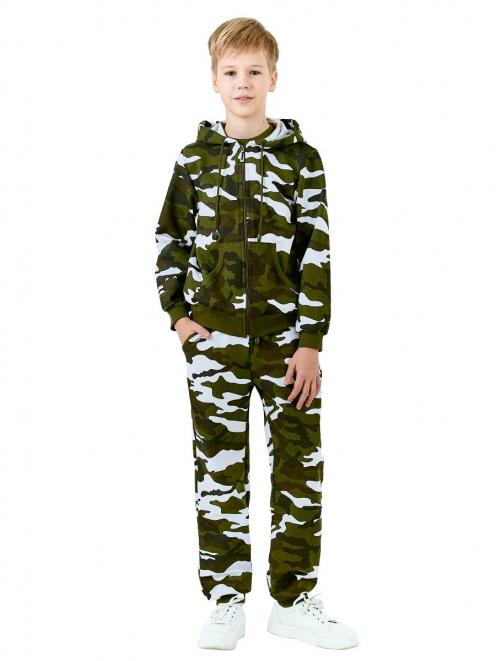 Костюм детский БВР СПОРТ RS тк.Футер цв.Бело-зелёный КМФ 3806