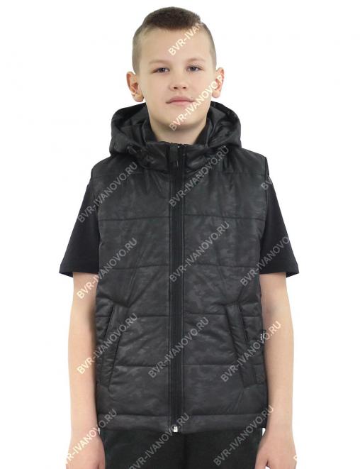 Жилет детский утеплённый СТАЛКЕР тк.Дюспа цв.Черный КМФ