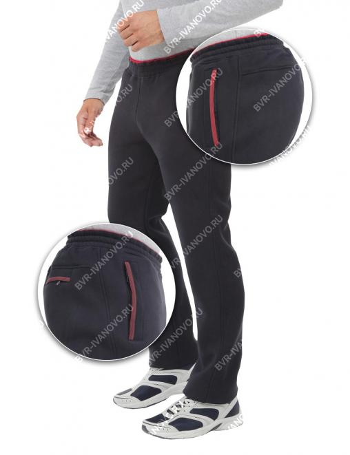 Брюки спортивные ТАГЕРТОН тк.Футер 3-х нитка цв.Тёмно-Синий/Гранат
