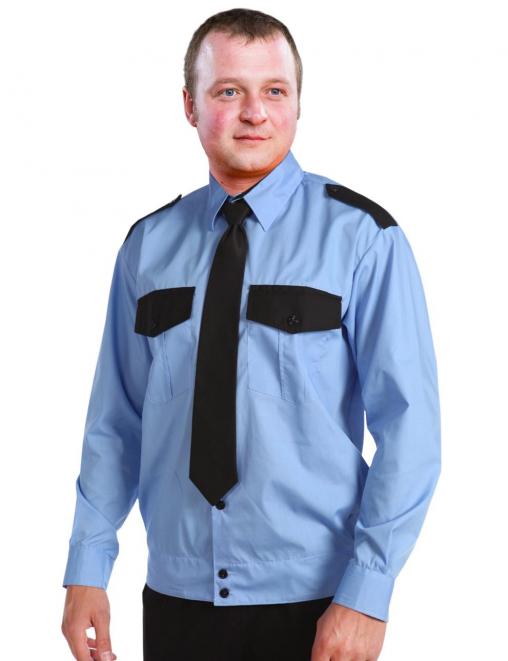 Рубашка ОХРАННИКА RS на резинке цв.Голубой длинный рукав
