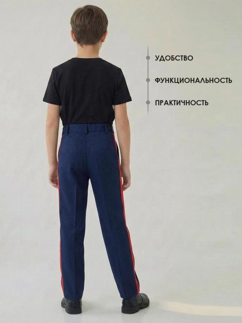 Брюки КАДЕТ-СТАРШЕКЛАССНИК тк.Смесовая цв.Синий/ лампасы