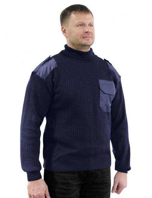 Свитер мужской с горловиной цв.Синий