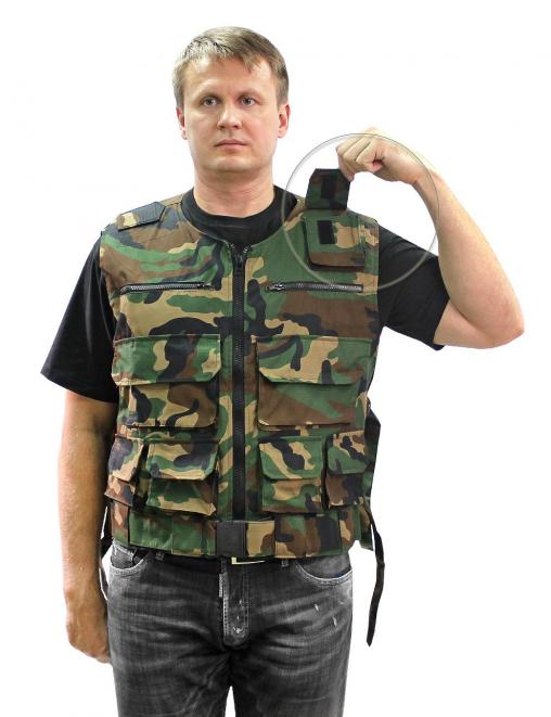 Жилет ОХОТА тк.Рип-стоп цв.Зеленый КМФ