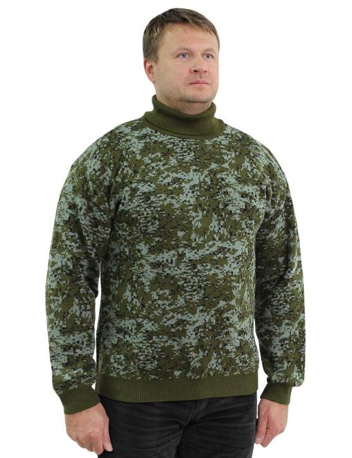 Свитер мужской с горловиной цв.Цифра зелёная