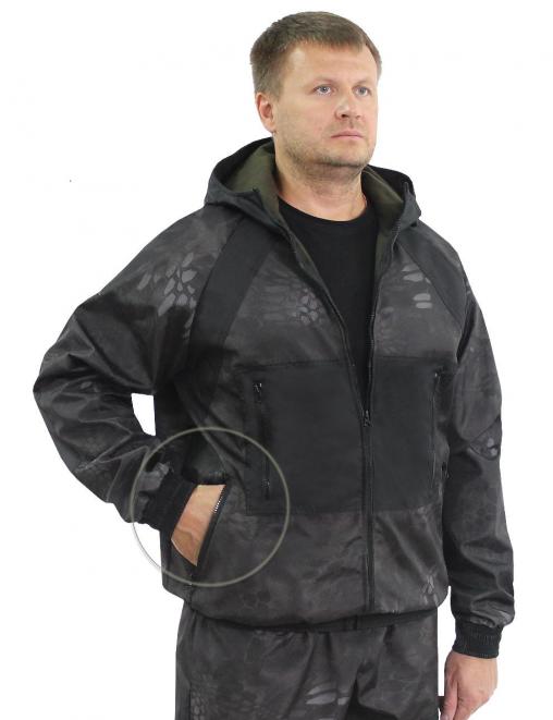 Костюм БЕРКУТ-DEMI RS тк.Polarfleece цв.Питон чёрный