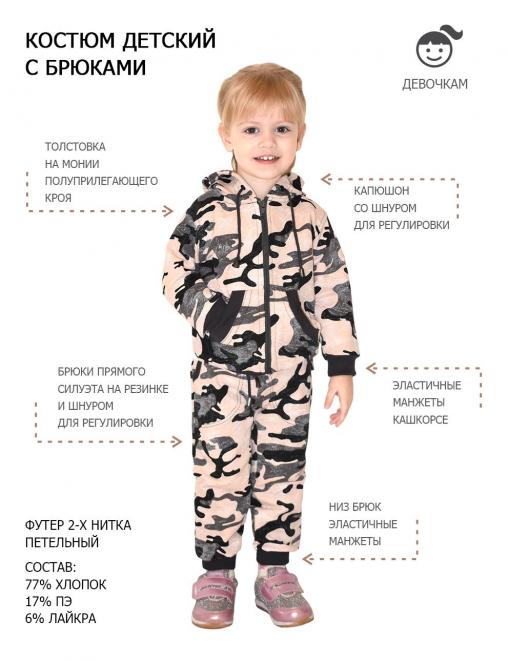 Костюм детский БВР СПОРТ RS тк.Футер цв.Розовый КМФ