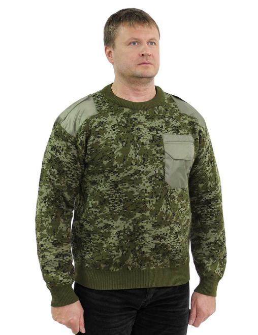 Свитер мужской цв.Цифра зеленая с нашивками