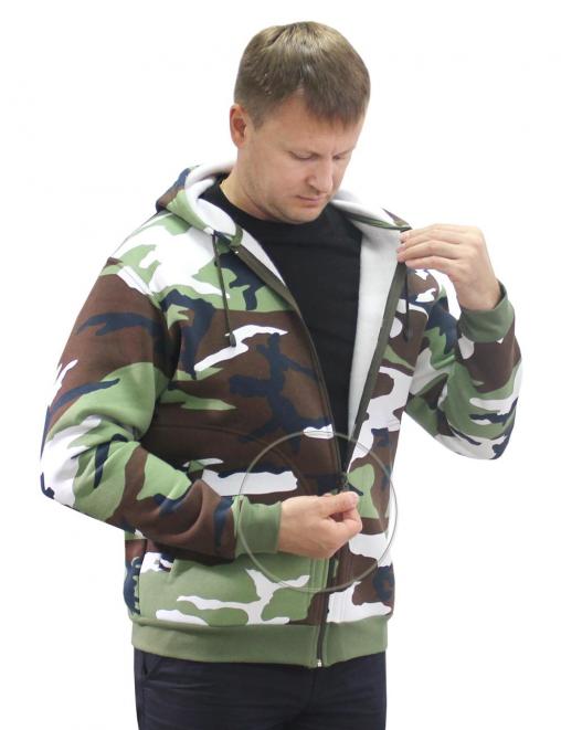 Толстовка на молнии ИРБИС RS тк.Футер 3х нитка цв.Бело-зел.КМФ 3746