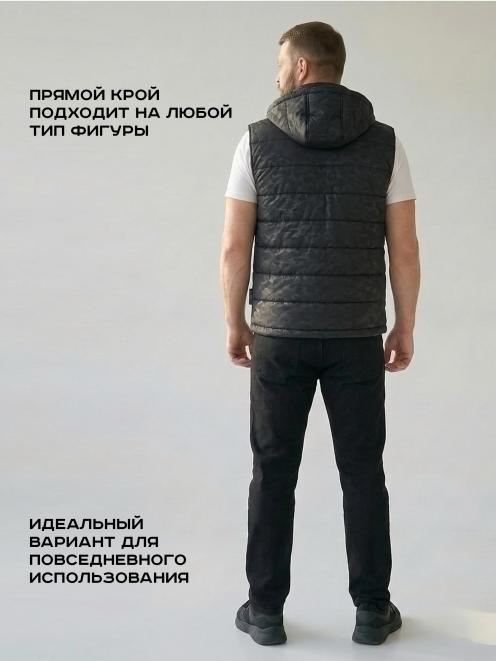 Жилет утеплённый СТАЛКЕР тк.Дюспа цв.Черный КМФ