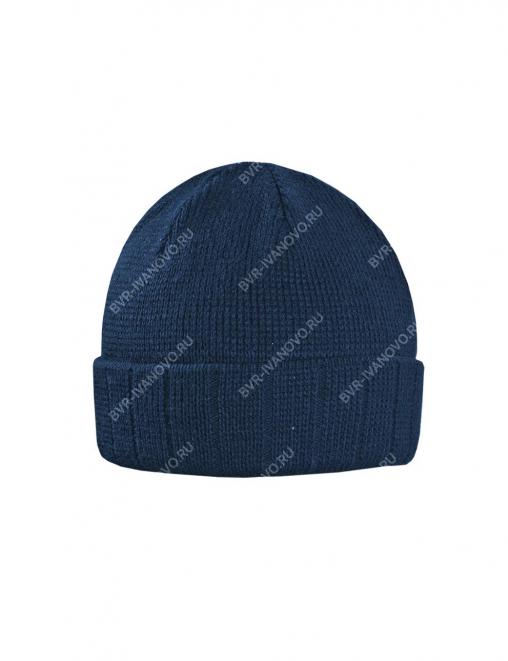 Шапка вязаная 3-х нитка с отворотом цв.Синий