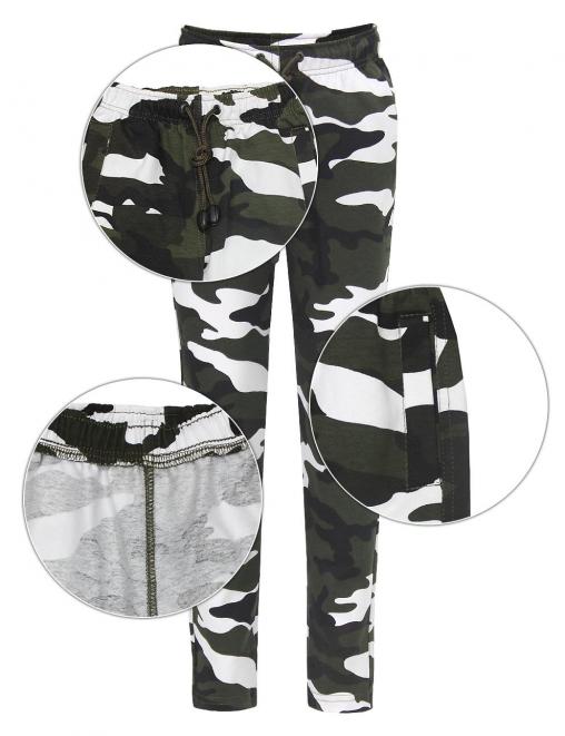 Брюки спортивные детские ЭКСТРИМ RS тк.Футер цв.Бело-зелёный КМФ 3806