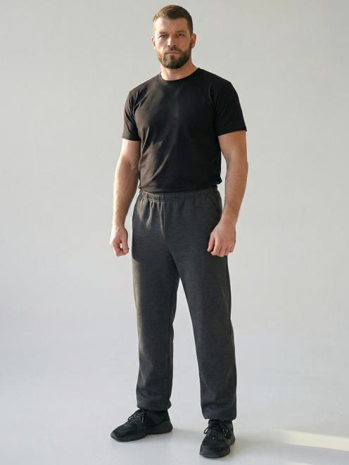 Брюки спортивные ЭКО мужские RS тк.Футер 2-х нитка с начёсом цв.Серый арт.013