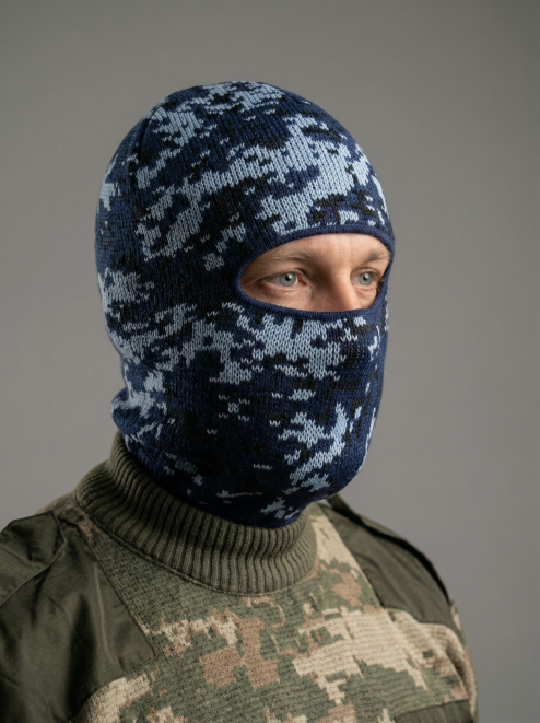 Подшлемник вязаный цв.Цифра синяя