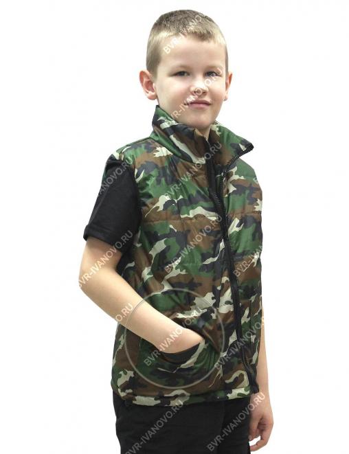 Жилет детский утеплённый RS цв.Зелёный КМФ