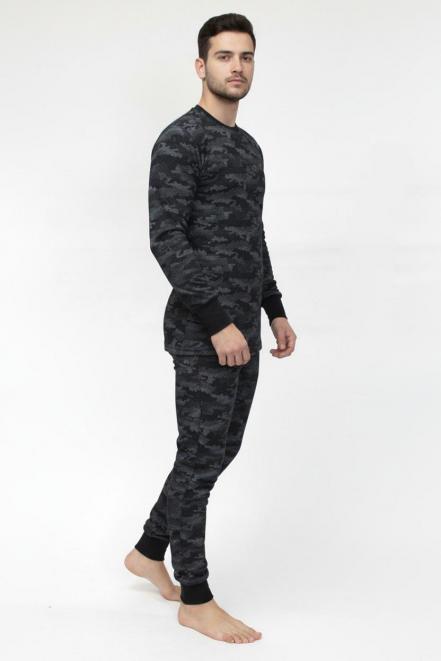 Белье нательное тк.Футер с начёсом цв.BLUR КМФ Чёрный NEW 