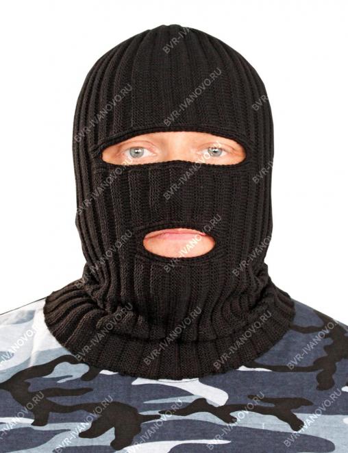 Шапка-маска вязаная 2-х нитка цв.Чёрный