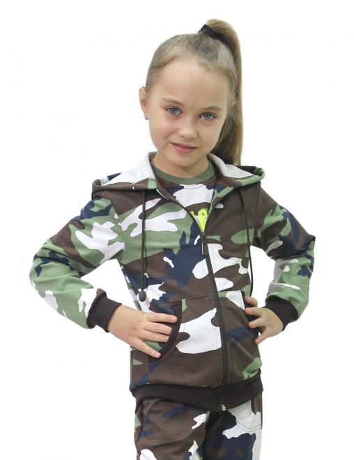 Толстовка детская БВР СПОРТ цв.Бело-зеленый КМФ 3746