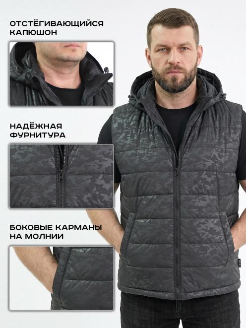 Жилет утеплённый СТАЛКЕР тк.Дюспа цв.Черный КМФ