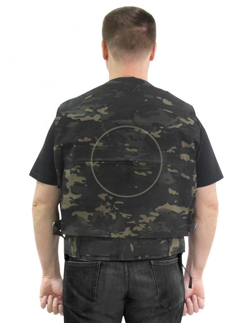 Жилет ОХОТА тк .Рип-стоп цв.Мультикам чёрный