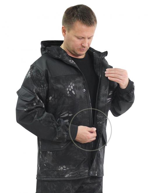 Костюм ГОРКА-ДЕМИ RS тк.Polarfleece рип-стоп цв.Питон чёрный